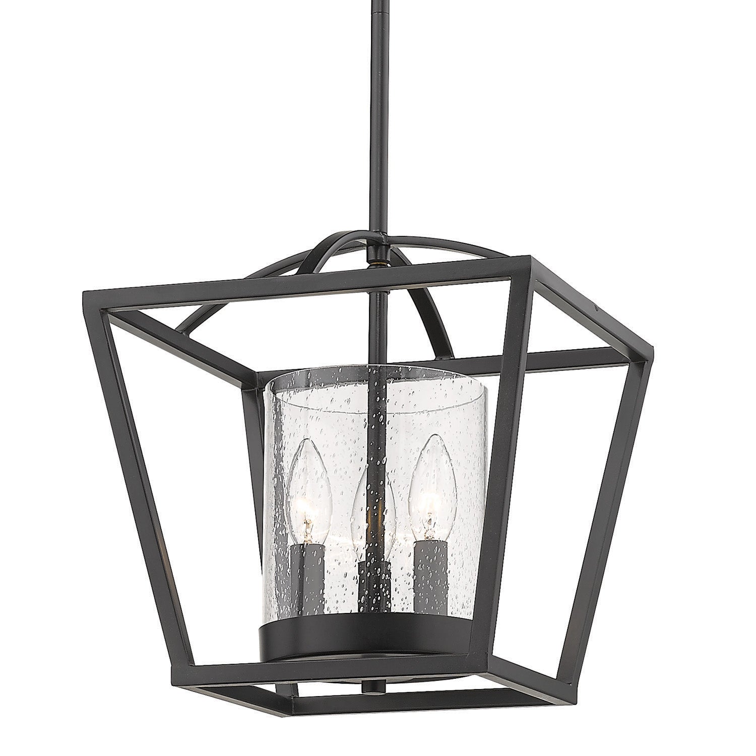 Mercer Mini Chandelier (Convertible) - Matte Black / Matte Black - Golden Lighting